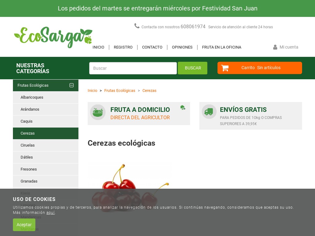 Comprar cerezas ecolgicas Montaa Alicante directas del agricultor