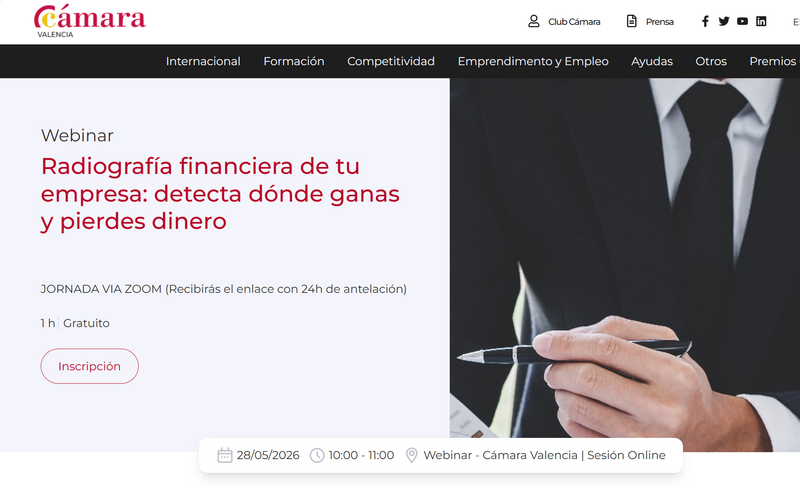 Webinar gratuito. Radiografía financiera de tu empresa: detecta dónde ganas y pierdes dinero