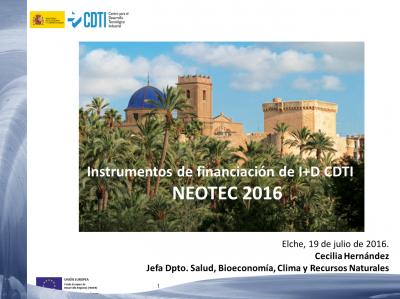 Instrumentos de financiacin de I+D CDTI NEOTEC 2016