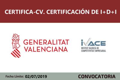 Convocatoria de Subvenciones Certifica CV certificación I+D+I