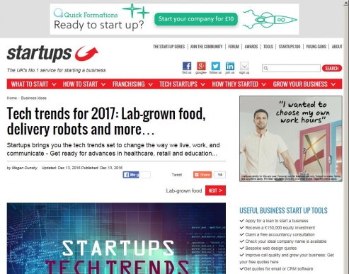 Tech trends for 2017: Lab-grown food, delivery robots and more...